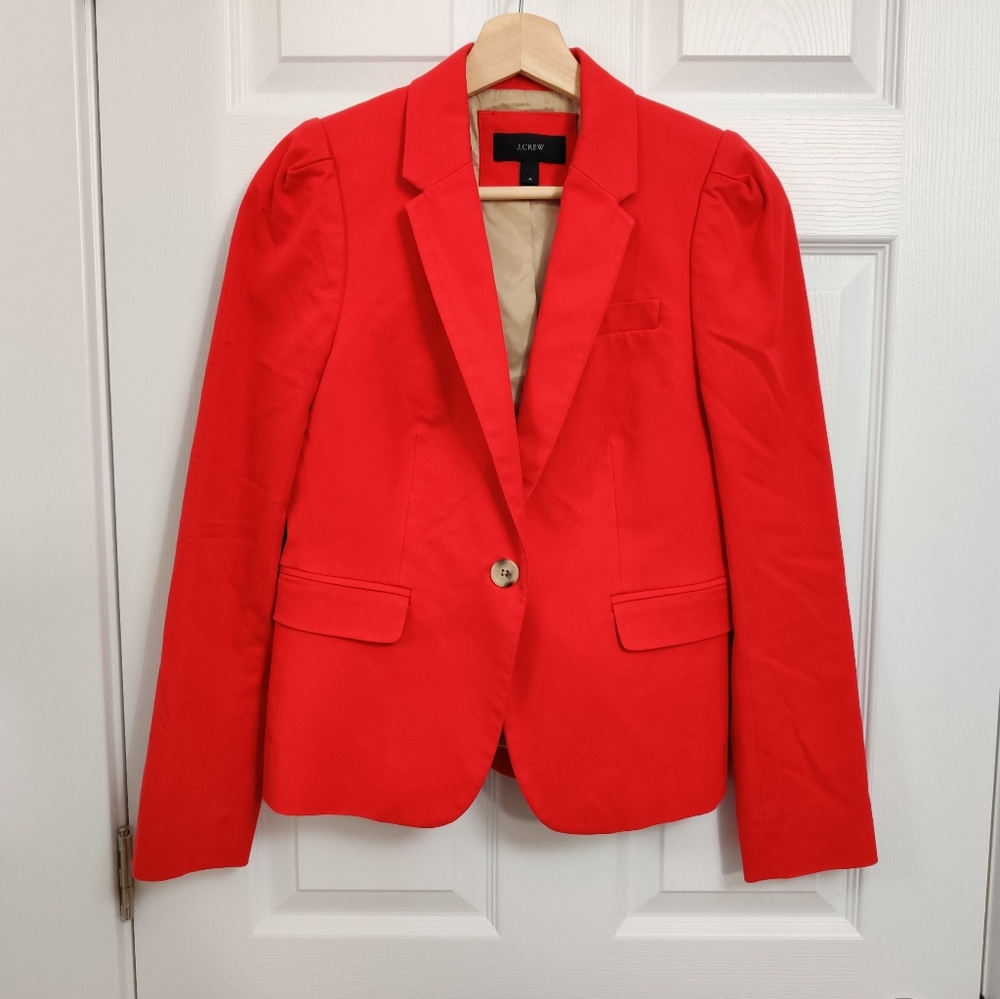 J. Crew Red Single-Button Blazer